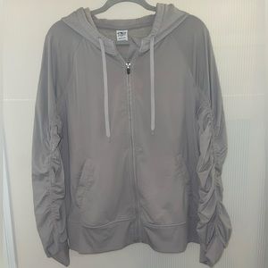 Athletic Works Athleisure Zip up Hooded Jacket with Shirred Sleeves | Size XL